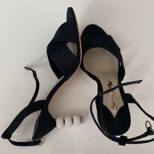 Sophia Webster Black heels w sparkling bottoms